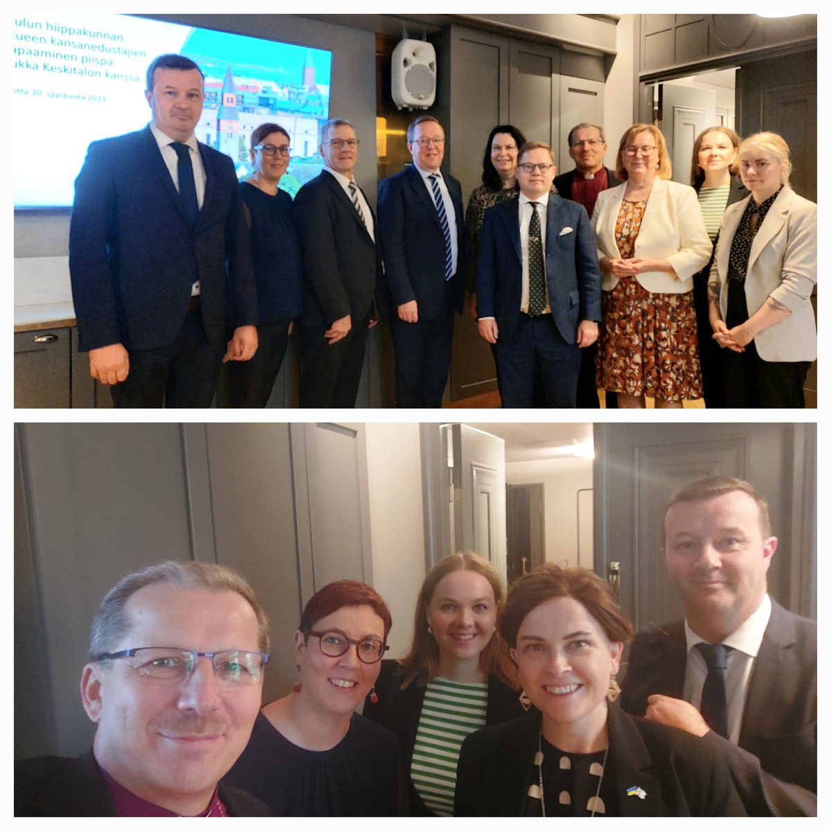 Kiitos pohjoisen kansanedustajat <a href="/KaisaJuuso/">Kaisa Juuso</a> <a href="/marileenat/">Mari-Leena Talvitie</a> <a href="/ojalaniemela/">Johanna OjalaNiemela</a> <a href="/KatriKulmuni/">Katri Kulmuni</a> <a href="/MarkusLohi/">Markus Lohi</a> <a href="/MikaLintila/">Mika Lintilä</a> <a href="/JanneJukkola/">Janne Jukkola 🇫🇮🇺🇦🇪🇺</a> <a href="/ainoahelmi/">Jenna Simula</a> <a href="/MehtalaTimo/">Timo Mehtälä</a> ja Merja Kyllönen. Hyvä keskustelu aiheesta mitä näkyy kirkon diakonian ja kasvatustyön ikkunasta. <a href="/kirkko_evl/">Suomen ev.lut.kirkko</a> <a href="/Oulunhpk/">Oulun ev.lut. hiippakunta</a>