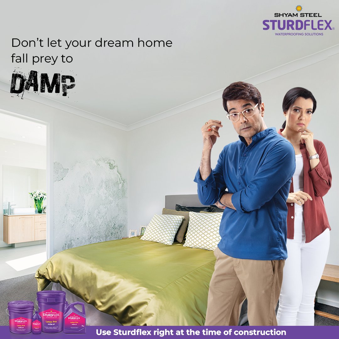 Say 'No!' to damp & seepage! Use Sturdflex Waterproofing Solutions right at the time of construction to prevent damp from entering your home and to keep it beautiful forever!  

#ShyamSteel #Sturdflex #SturdflexWaterproofingSolutions #NoDampwithSturdflex #WaterProofingSolutions