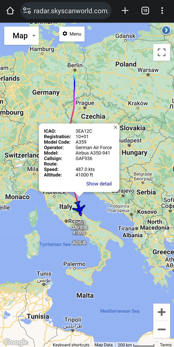 scan_sky's tweet photo. German Air Force 🇩🇪 - A350-941 - 10+01 - #GAF936

German Federal President Frank-Walter Steinmeier & Wife Elke Büdenbender 🇩🇪 Heading To Sicily 🇮🇹 After An Invitation From Italian President Sergio Mattarella 🇮🇹.

On The 21st Sept, The Pair Will Travel To Venice 🇮🇹 Before Concluding Their Visit On 22nd Sept.