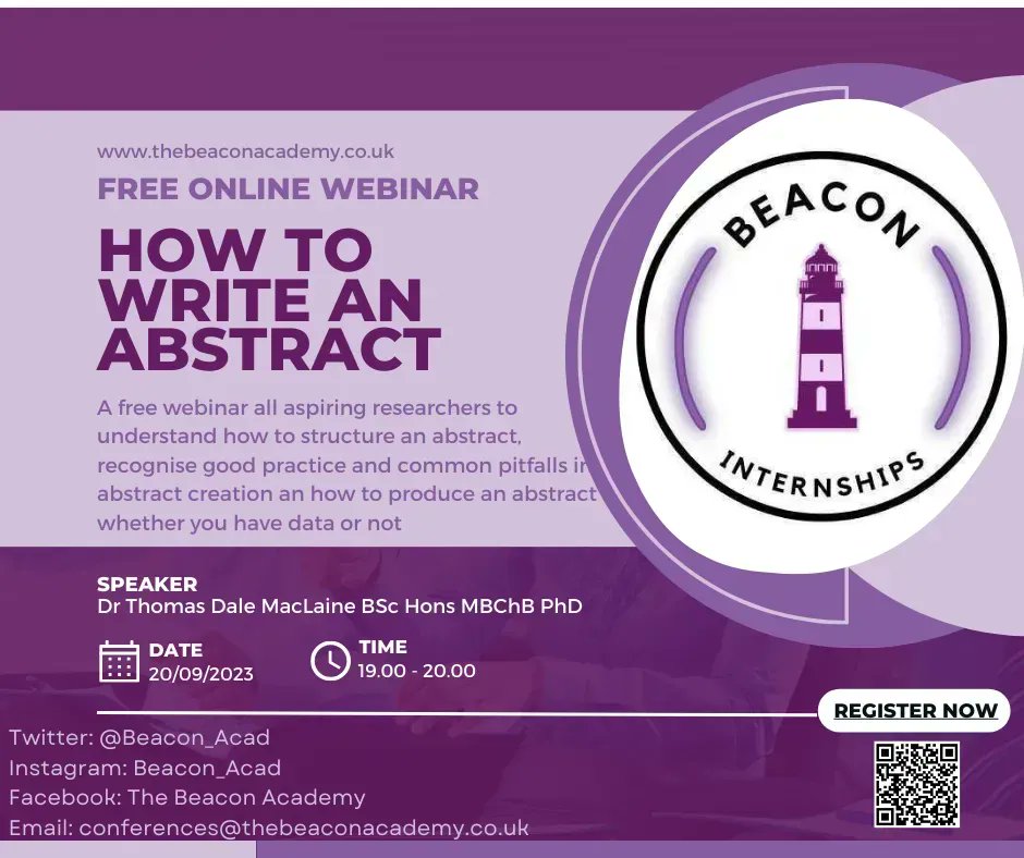 #tonight #Free Webinar! Calling all #medicalstudents and budding #researchers Do you want to know how to construct a successful #abstract and avoid the common pitfalls? Register here: buff.ly/3Rj2fQa #MedTwitter #medicaleducation #AcademicTwitter