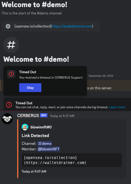 cerberus_sec's tweet photo. Cerberus is constantly staying up to date with new scammer techniques and updating our systems to stay ahead of the game.

Thanks to @PocketUniverseZ for bringing this to our attention, so we can promptly update &amp; stop scammers in their tracks and protect our communities. ⚔️ https://t.co/sTyegkmx91