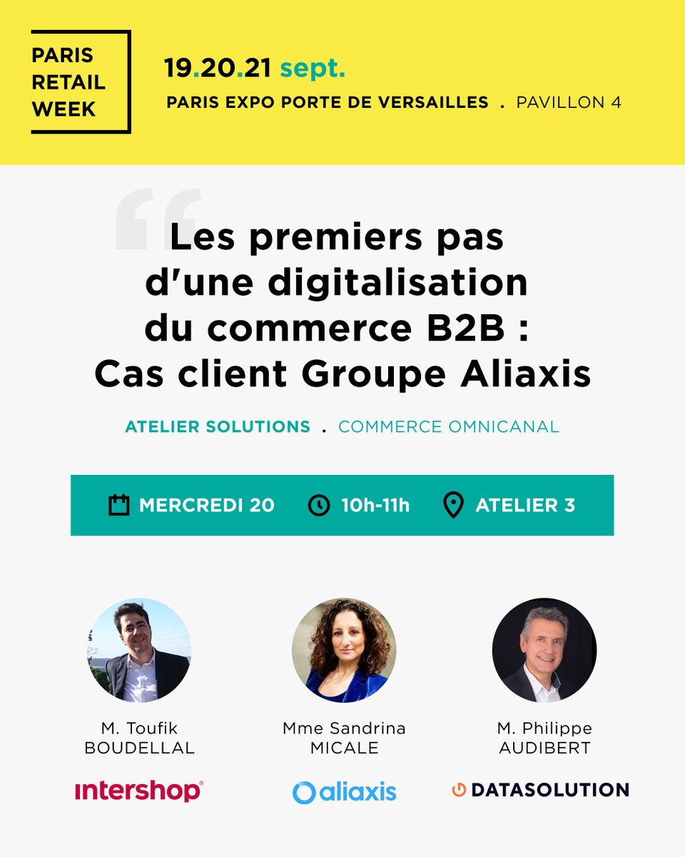 Datasolution1's tweet image. Jour 2 @PRWOfficial 🚀
RDV à 10h - Atelier 3 pour découvrir le retour d'expérience de la #digitalisation du commerce #B2B d'Aliaxis avec #DATASOLUTION et @intershop
#PRW2023 #b2b #ecommerce #Retail #digitalisation