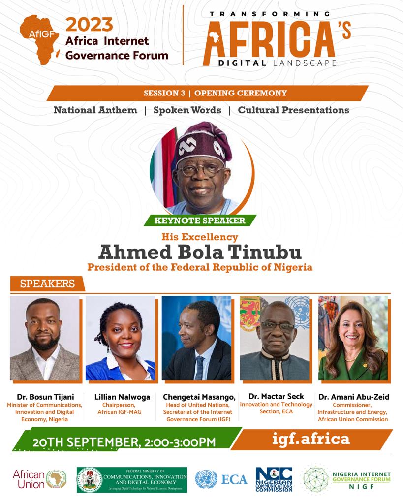 🌍 The Opening Ceremony for #AfIGF2023 is happening today! 🙌

Join us as we embark on this incredible journey of collaboration, innovation, and the spirit of unity as we come together to Transform Africa's Digital Landscape.

#AfIGF2023 #DigitalAfrica 🌟