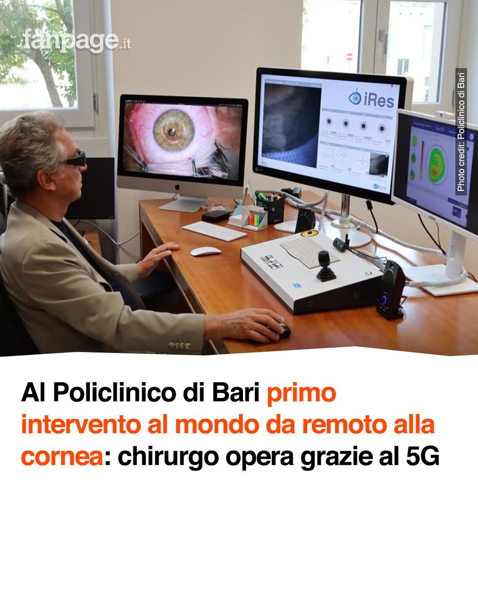 Al Policlinico di Bari è stato eseguito un intervento chirurgico pionieristico, mai eseguito in precedenza a livello mondiale. Per la prima volta, infatti, è stato operato da remoto un paziente affetto da una patologia alla cornea

L'uomo, un 53enne colpito da una condizione
