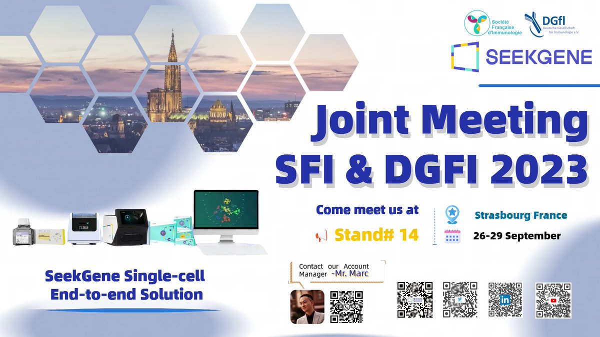 SeekGeneBiosic's tweet photo. SeekGene will attend the SFI &amp; DGFI 2023
📅 26th-29th September 📍 Strasbourg, France
😆 Come and meet us! ▶ https://t.co/rqyGxFv5O5
👋 Looking forward to meeting you there.

#singlecell #SeekGene #SFIDGFI #strasbourg https://t.co/UCyBLm1STL