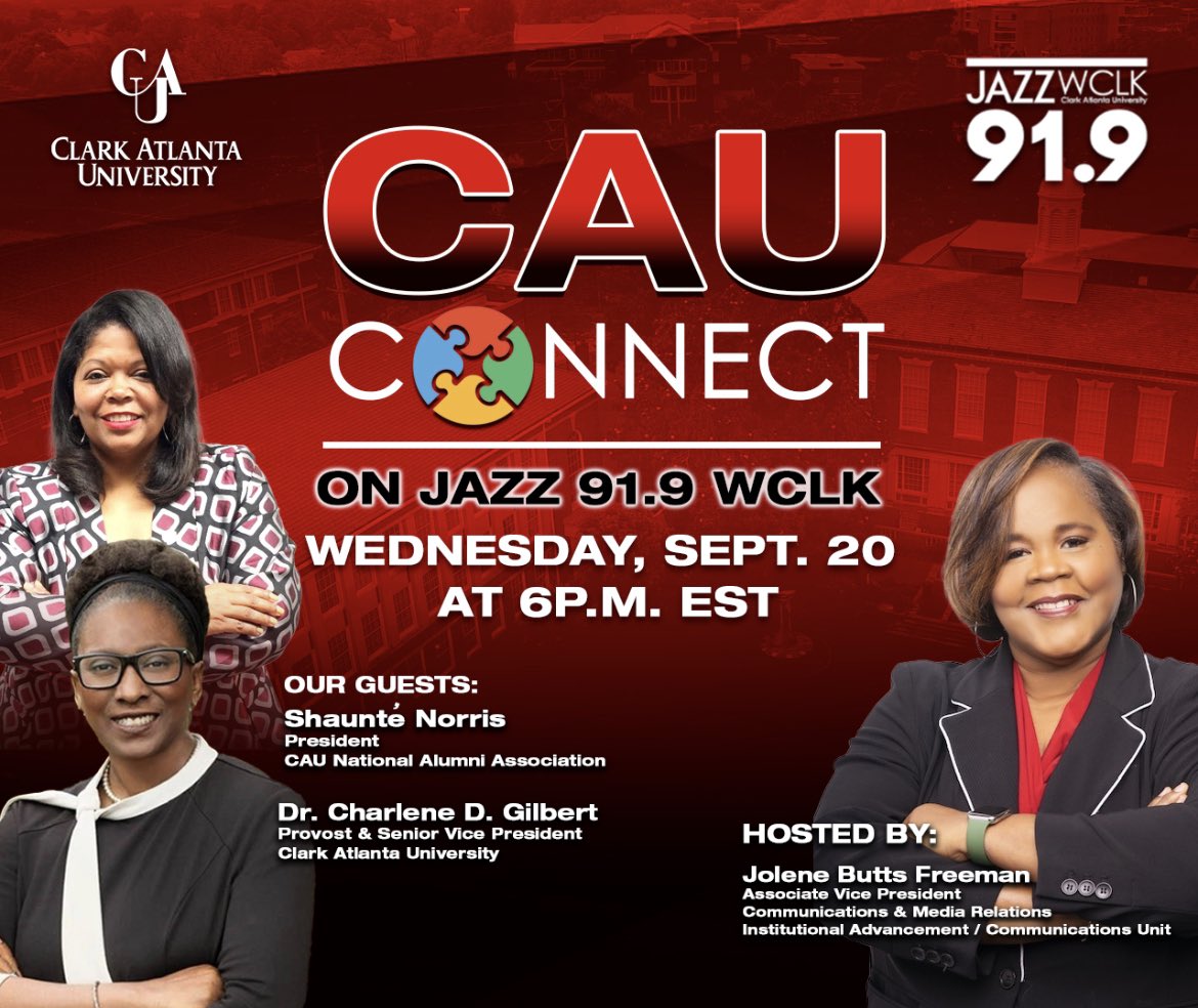 #NewShowAlert 🚨 Join us on Wednesday, September 20 at 6pm for “CAU Connect” with host Jolene Butts-Freeman and her special guests. 🎧Listen LIVE at WCLK.com and on the WCLK App. #CAU #WCLK919 #JazzoftheCity #CAUConnect