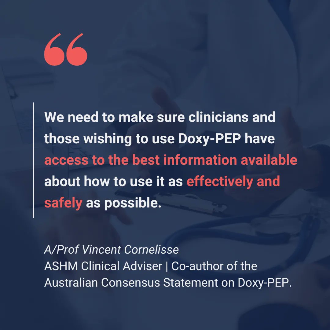 📢 New recommendations on Doxy-PEP from the Australian Consensus Statement have just been announced at #ASRH23! 

The new recommendations are designed as a guide for clinicians and those wishing to use Doxy-PEP.  

Find out more: buff.ly/3PKKkAE
