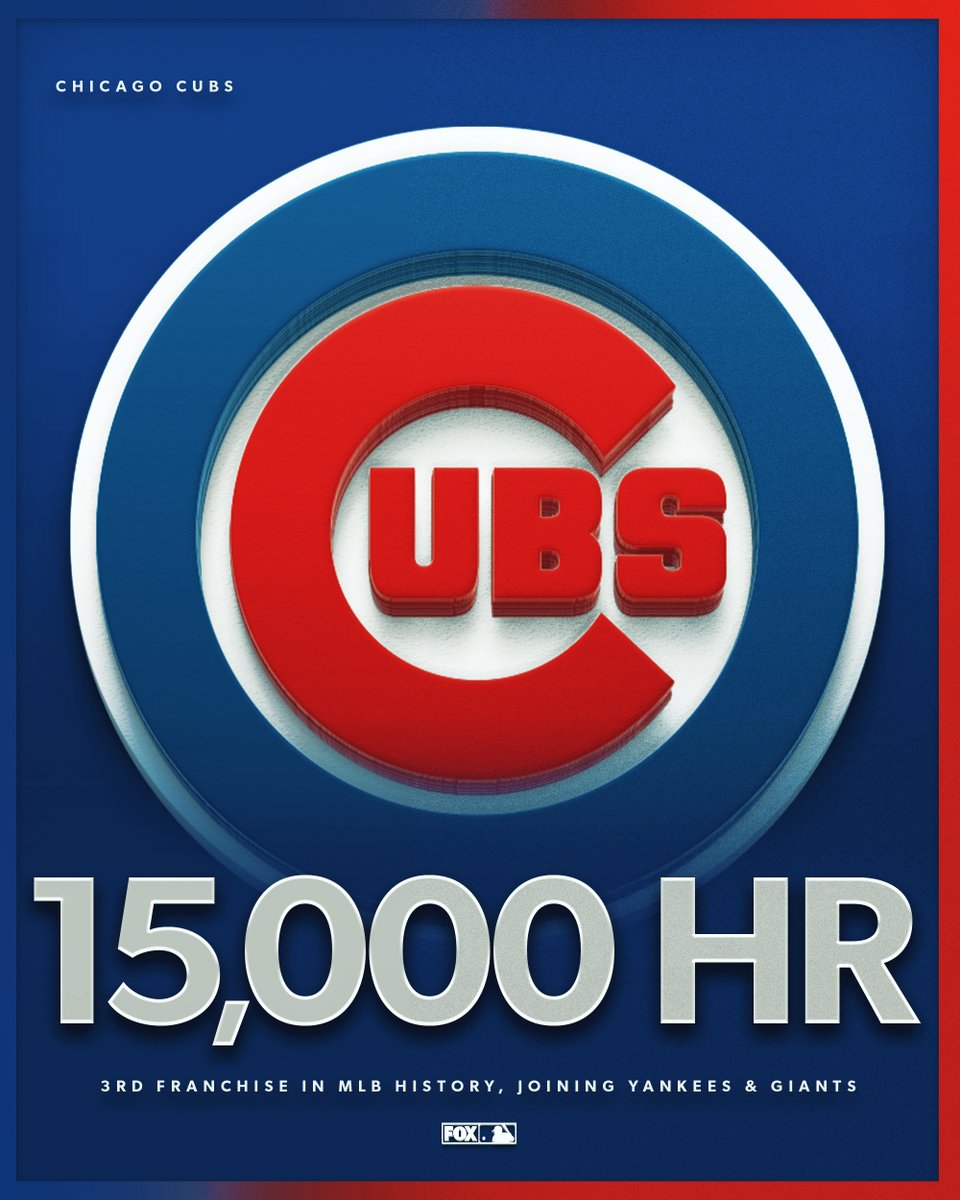 The Chicago <a href="/Cubs/">Chicago Cubs</a> become the 3rd franchise in MLB history to hit 15,000 home runs! 👏
