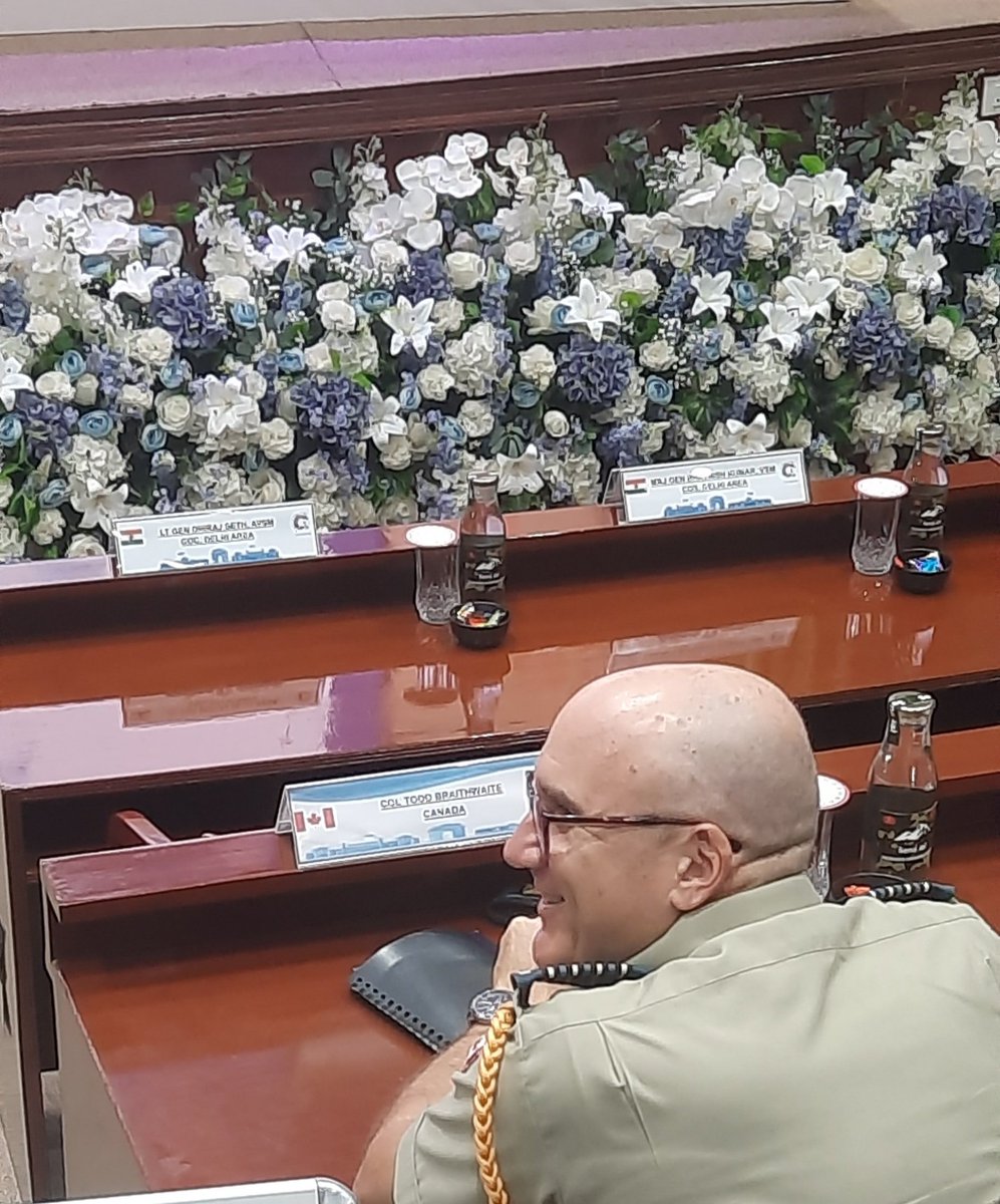 Just said hi to the Canadian defence adviser Col Todd Braithwaite at an event related to the upcoming Indo-Pacific Army Chiefs Conference in Delhi Cantt. He added a touch of humour to the morning.

"Am still here. But the day is still young!"