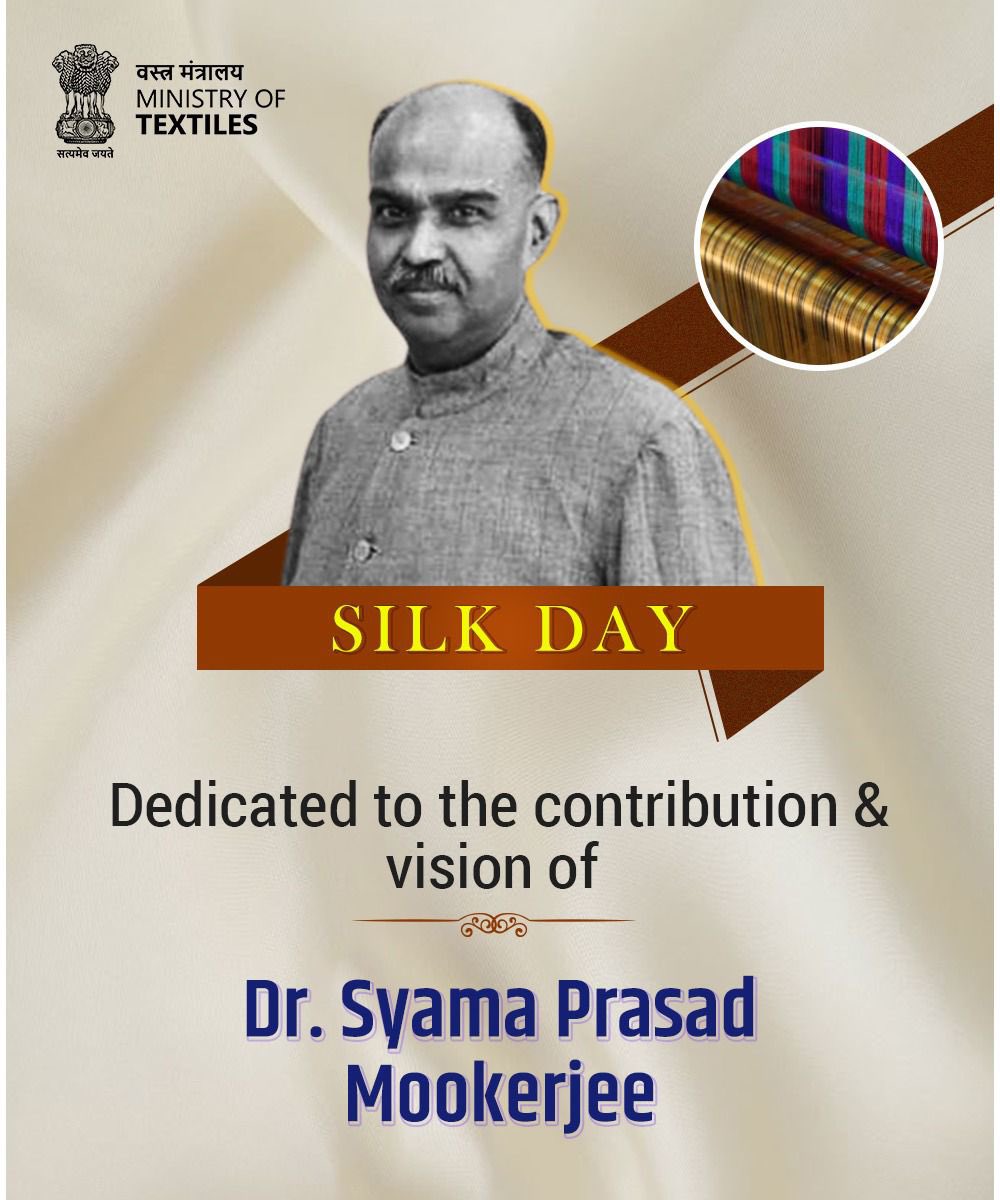 PiyushGoyal's tweet photo. Tributes to Dr. Syama Prasad Mookerjee, on this Silk Day!

A visionary par excellence, as India’s first Minister for Industry & Supply, he laid the foundation for the growth of our silk sector.

His efforts paved the way for the enactment of the Central Silk Board Act, leading to the development of a vibrant silk industry in India.