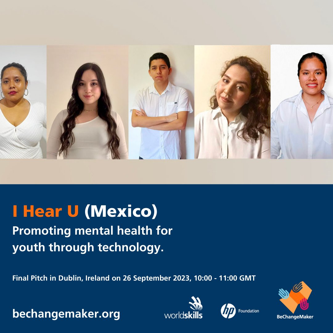 WorldSkills's tweet image. Meet the skilled finalists of this year&apos;s #BeChangeMaker2023—including Team &quot;I Hear You&quot;—whose social business idea uses tech to promote mental health. 

Learn more &amp;amp; REGISTER to watch the social entrepreneurship programme finale 26 Sept: worldskills.org/media/news/bec… #WeAreWorldSkills