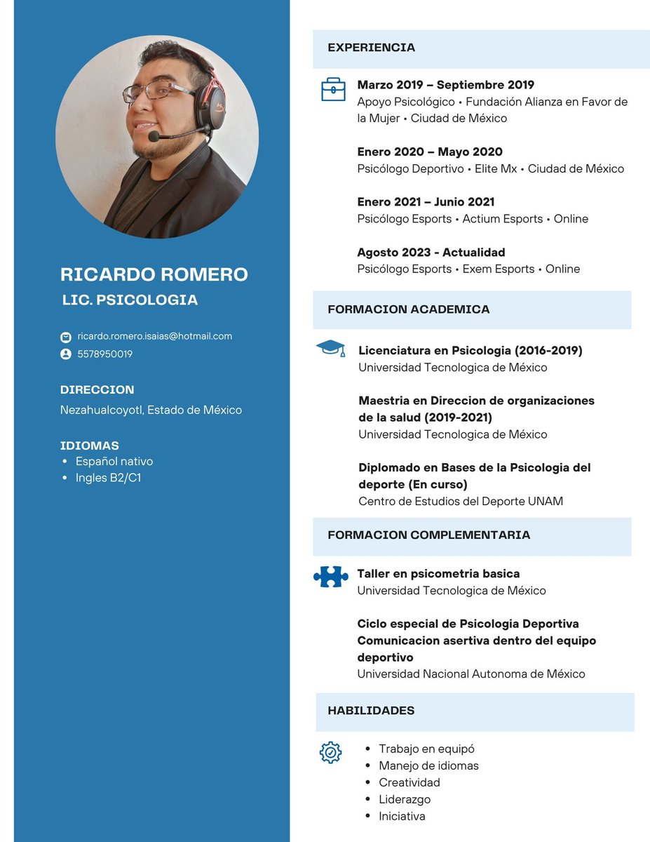 Hola hola, soy Ricardo A.K.A MrRich y volvemos a las andadas
Ofrezco mis servicios como Psicologo Esports para cualquier org, equipo o persona que este interesada.
Ya con titulo y cedula asi que todo legal 🤙
No olviden la importancia de la Salud Mental
<a href="/BusquedaEsports/">Búsqueda Esports</a>