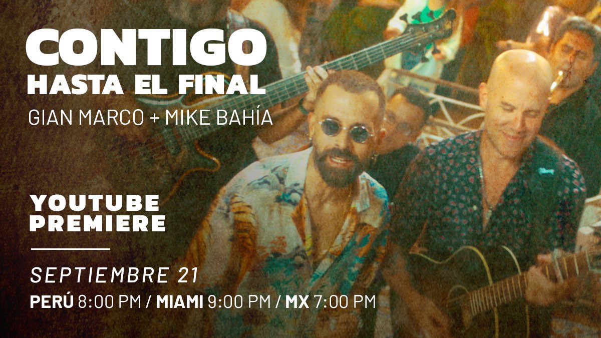 Estrenamos nuevo video “Contigo Hasta El Final” junto a <a href="/MikeBahia/">Mike Bahia</a> este jueves 21 de septiembre (Perú/Col 8:00 PM - MIA 9:00 PM - MX 7:00 PM)
Activar notificación aquí: 
youtu.be/VqVIsUEurNQ