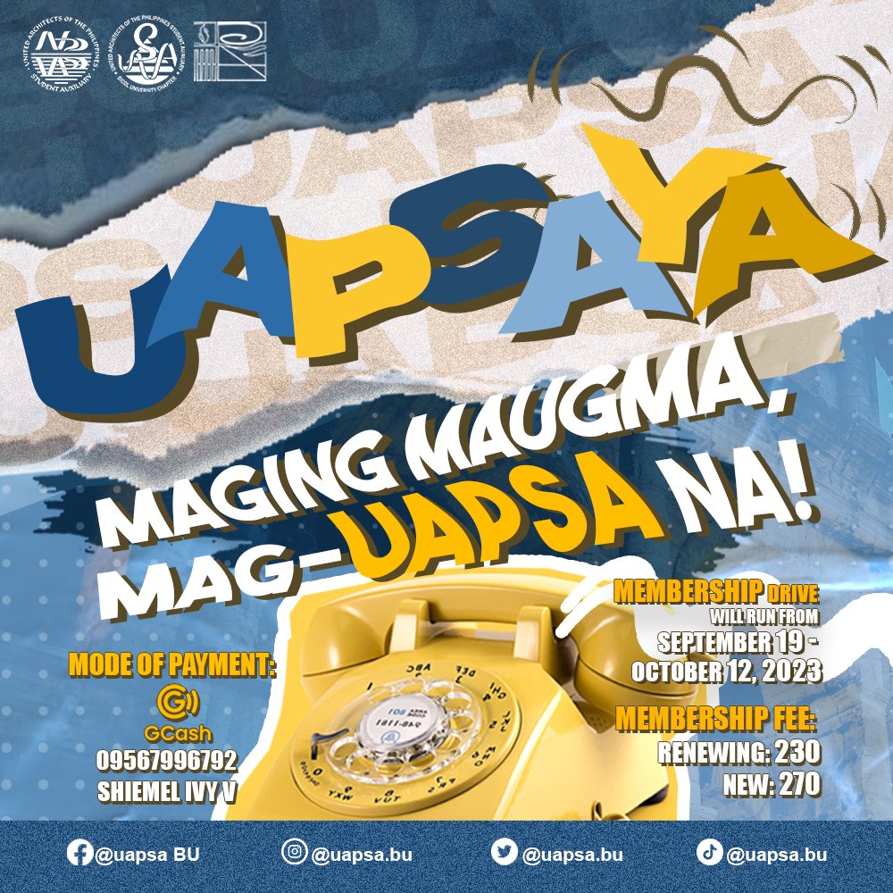 uapsabu's tweet photo. 𝐔𝐀𝐏𝐒𝐀𝐲𝐚: 𝐌𝐚𝐠𝐢𝐧𝐠 𝐌𝐚𝐮𝐠𝐦𝐚, 𝐌𝐚𝐠-𝐔𝐀𝐏𝐒𝐀 𝐍𝐚!

The UAPSA membership drive has started, and we are now accepting membership registrations for the 𝐅.𝐘. 𝟐𝟎𝟐𝟑-𝟐𝟎𝟐𝟒! Be a part of the UAPSA-BU’s growing family! https://t.co/JQLA3xc2yR