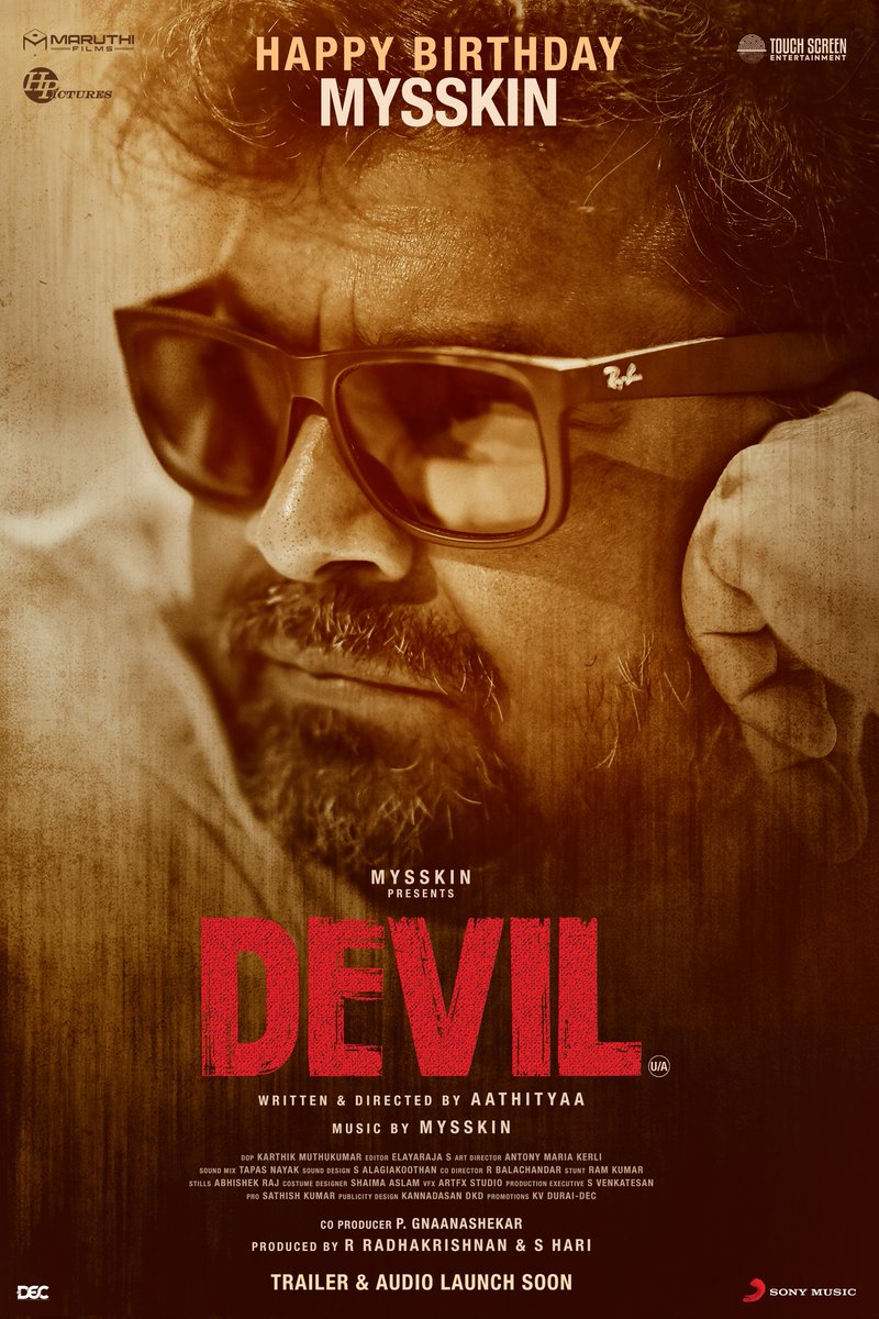 Team #Devil sends warmest birthday wishes to the one and only @DirectorMysskin! 🔥 #HappyBirthdayMysskin @MaruthiLtd @gnanase9137312 @Aathityaa3 @shamna_kkasim @vidaarth_actor @Thrigun_Aactor @iamsubhashree1 @Lv_Sri @karthikmuthu14 @EditorElayaraja @SonyMusicSouth @KerliAntony