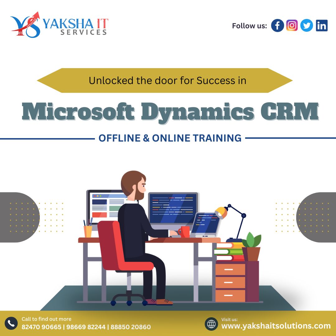 ItYaksha49530's tweet image. Unlocked the door for success in
Microsoft Dynamics CRM with Yaksha ItSolutions ...!!!

For more info:
Call/what&apos;s app 📲📞
88850 20860 | 98669 82244 | 82470 90665

Visit our website: yakshaitsolutions.com

 #Microsoft365  #dynamiccrm  #training #institute #offlinelearning