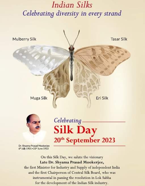 CmertiCsb's tweet photo. On this momentous #SilkDay 2023, @CmertiCsb  extends heartfelt congratulations to all who've shaped India's silk industry. Let's keep weaving the threads of success, nurturing our silk heritage, &amp; aim for India's global No. 1 position in silk by 2047. 🇮🇳
Happy Silk Day to all.! https://t.co/8BmHha5k3Y