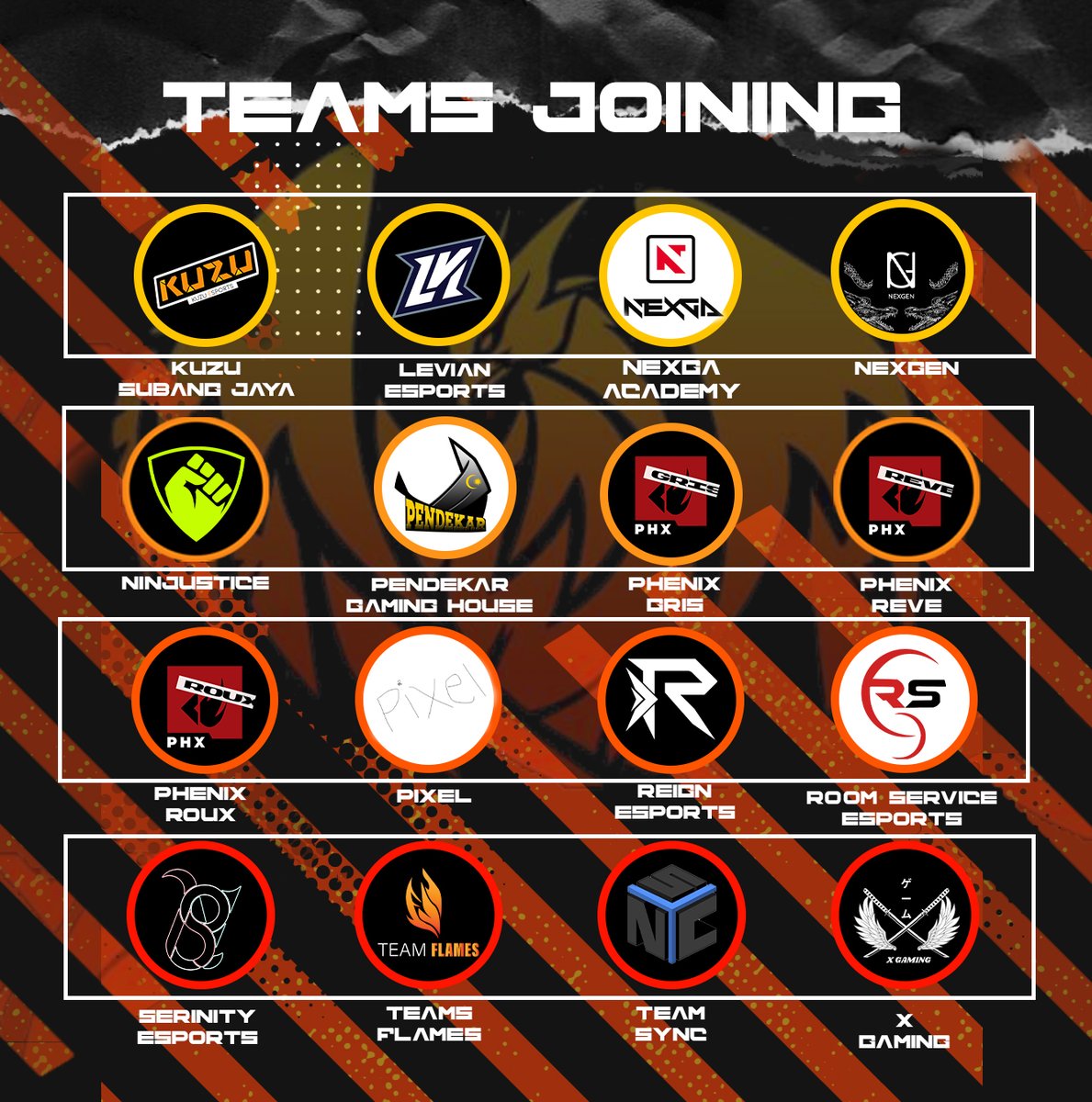 We are proud to announce our 32 teams that will be participating in our upcoming Emergence Cup!

We hope to see some rising stars amongst these teams!

#EmergeTogether