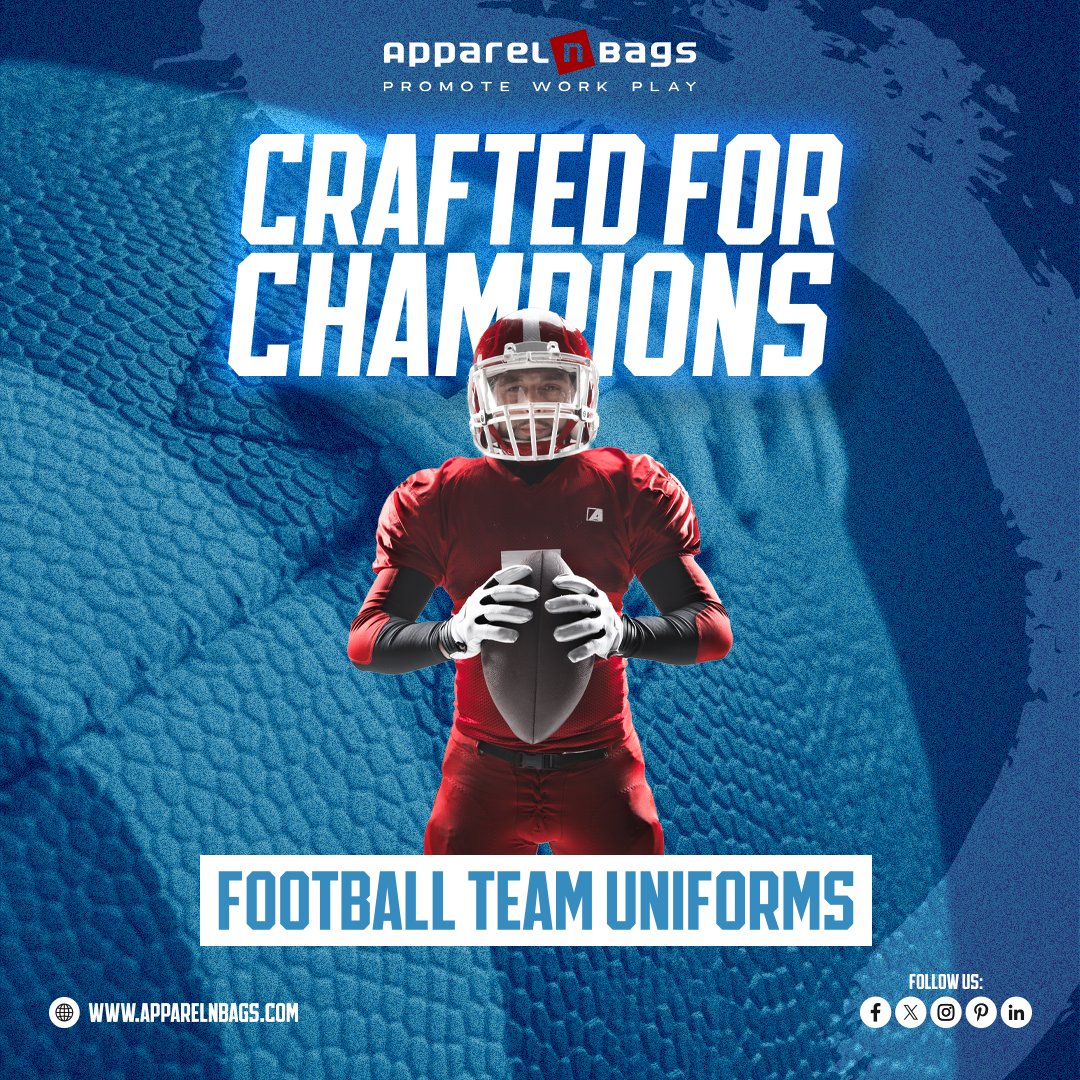 apparelnbags's tweet photo. Look good, play better! Our custom football uniforms are the perfect combination of style and performance!
Shop Now: https://t.co/6FRQQguE0d
#ApparelnBags #CustomFootballUniforms #FootballSeason #WinningLook #CustomDesigns #FootballStyle #CustomUniforms https://t.co/BpmqgLjFRu