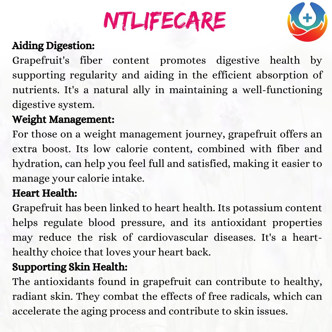 #ntlifecare #healthyfood #healthylife #GrapefruitHealth #CitrusFruit #VitaminCBoost #HealthyEating #NutrientRich #Hydration #DigestiveHealth #HeartHealthy #SkinCare #WeightManagement #NaturalNutrition #HealthyLiving #FruitfulChoices #HealthySkin #EatWell #HealthyLifestyle #Wellne