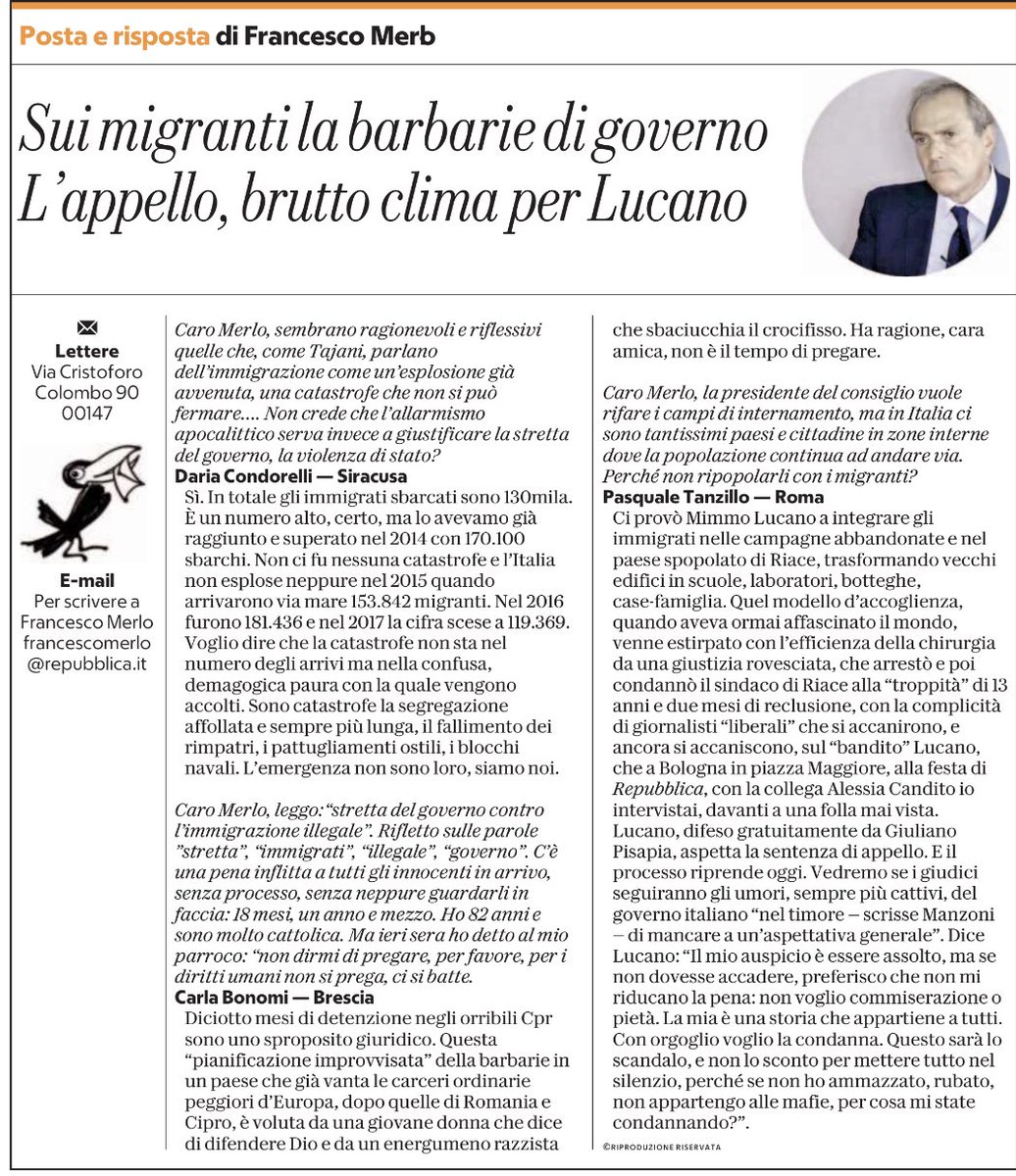 fausta34418960's tweet photo. Emergenze, Dio e Giustizia nell’imperdibile posta di @FrancescomerloI su @repubblica di oggi. https://t.co/HZsh6x8jBZ