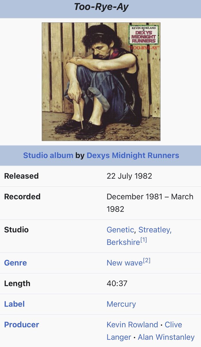Too-Rye-Ay is the second studio album by English pop band Dexys Midnight Runners. released in July 1982 by Mercury Records
#dexysmidnightrunners #1980s #80s  #1980smusic #80smusic #comeoneileen #music #haveaniceday #wednesday #goodnight #positive4sure #thankyou   #pleaseRT