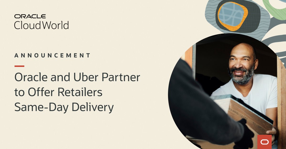 PriyaThej's tweet photo. Oracle is partnering with Uber Direct to raise the bar on last-mile delivery. Learn more at: https://t.co/EBvzrr8nNs #CloudWorld https://t.co/L0cEaffzjX
