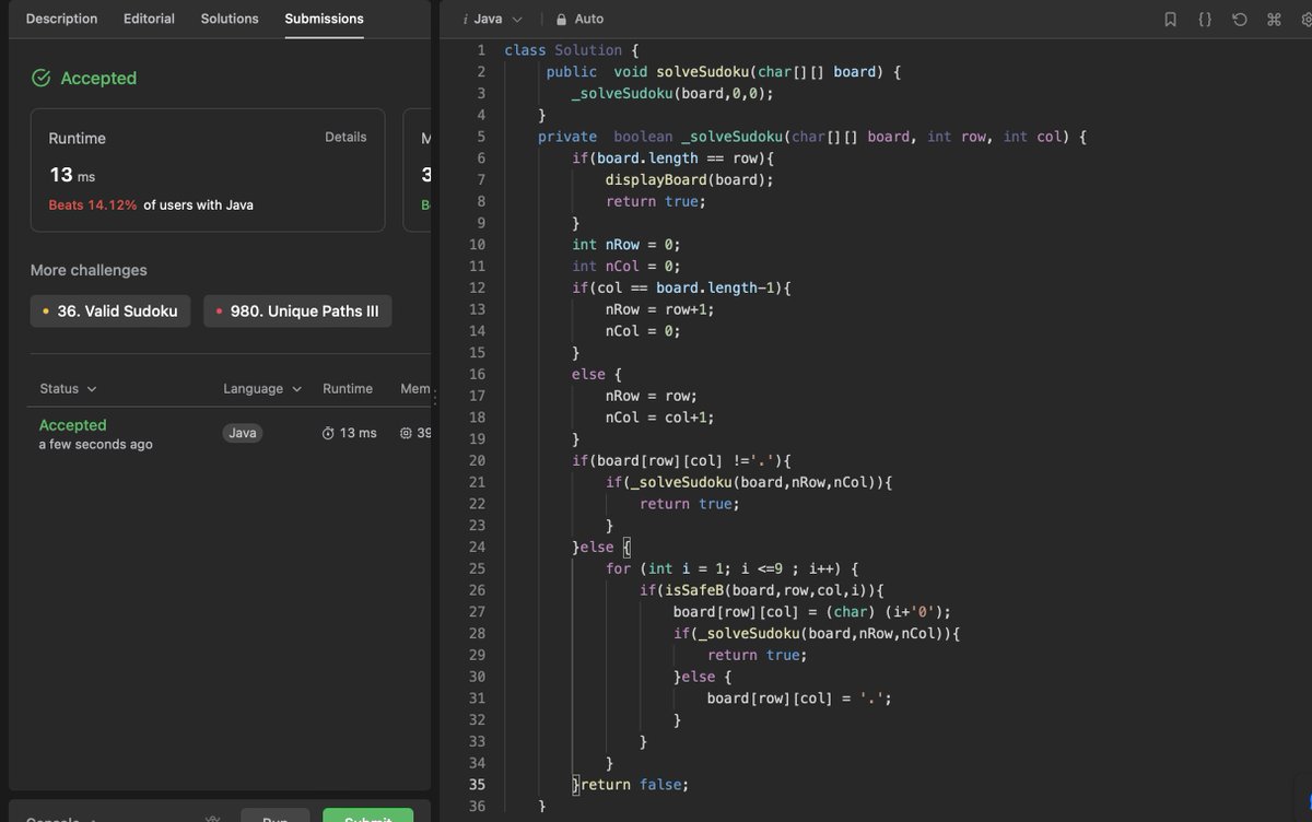ManiacAlgo's tweet image. #DataStructure #Algorithms #computing #Python #technology #tech #webdesign #development #computer #backend #NodeJS #Serverless #programming #python #development #dev #developers #programming #JS #optimize #javascript #code #Leetcode #leetcode37 #java
#SudokuSolver