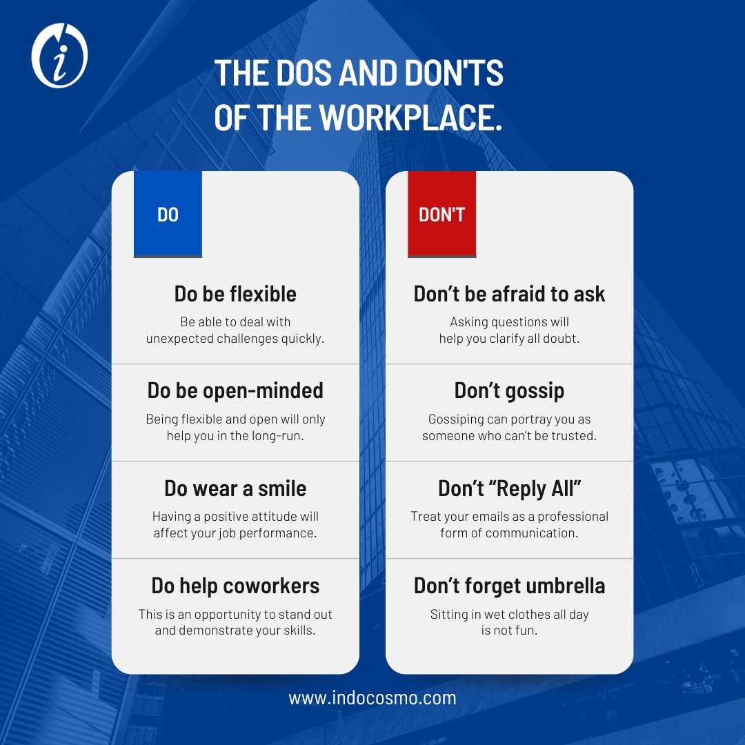 indocosmosystem's tweet photo. Exploring the ABCs of the office world: Join us as we uncover 'The Dos and Don'ts of the Workplace.' 💼 Whether you're a seasoned pro or just starting your career journey, these insights will help you navigate the professional landscape with finesse. Stay tuned for valuable tips https://t.co/AZptRdO0CY
