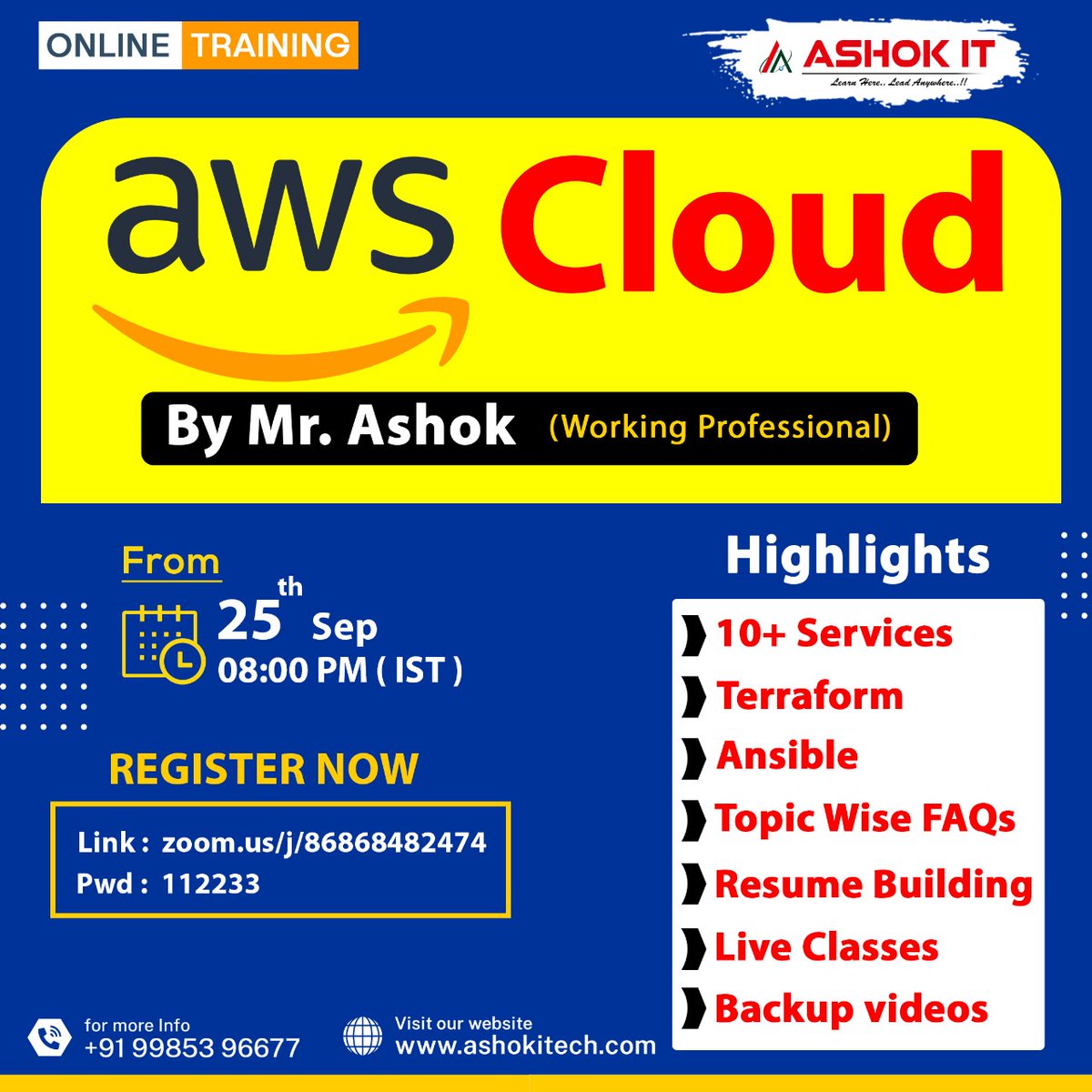 ashokitschool's tweet image. 🛑 AWS Cloud 🛑
✍️ Enroll Now : bit.ly/42hGtyK
👉 Free Demo On 25th-Sep @ 08:00 PM IST
👉 Subscribe To Youtube Channel : bit.ly/41IHJdj
🌐 Visit : ashokitech.com
CALL NOW: +919985396677
#awstraininginhyderabad #LoadBalancinginCloudComputing #awsonline