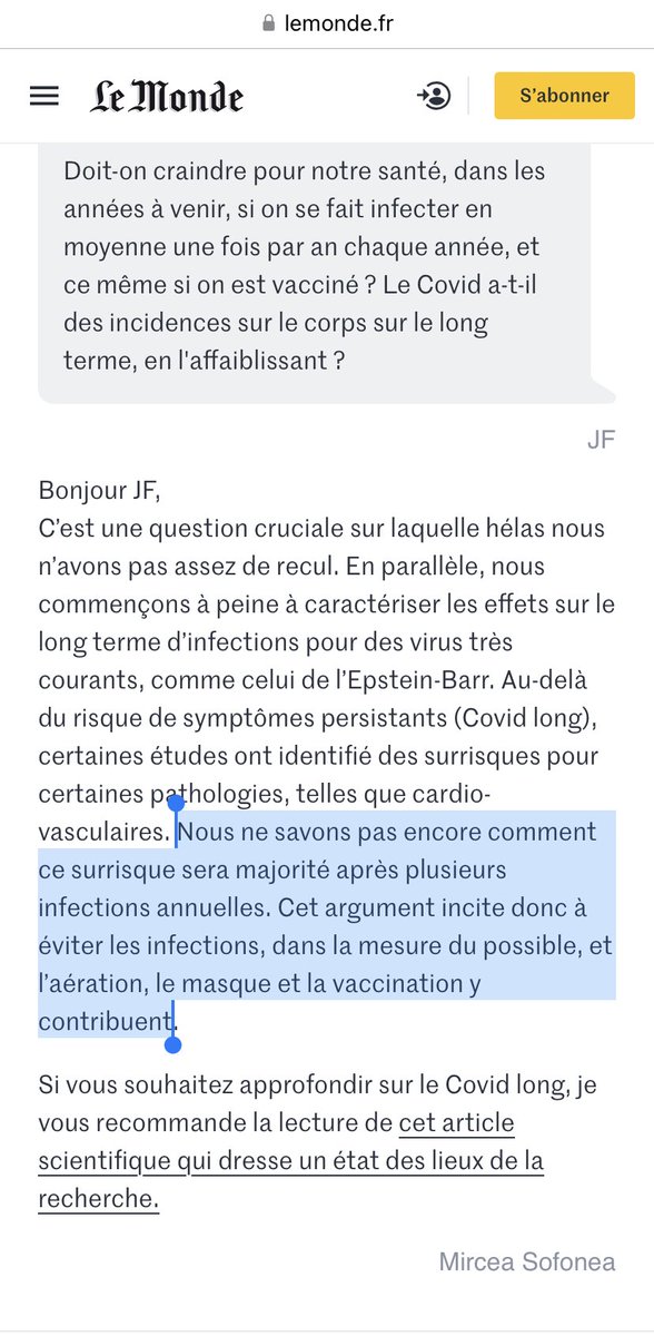 #2019isover

'le SARS-CoV-2 se transmet par l’air, y compris quand on respire, et les masques sont bien utiles, a fortiori s’il s’agit de masques FFP2'
👉lemonde.fr/sante/live/202…

#Covid 
#CovidIsNotOver 
#CovidIsAirBorn
#CovidLong #ApresJ20 
#PlanAir
#QAI 
@lemondefr 
👇👇👇👇👇