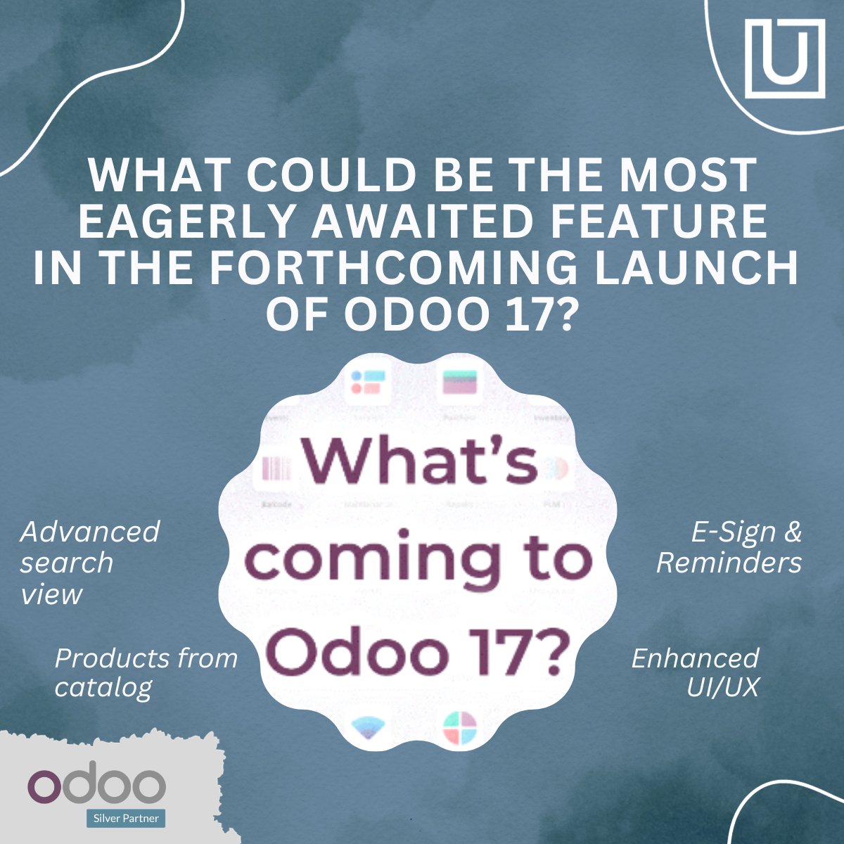 uncannycs's tweet photo. The #Odoo 17 launch is just around the corner!
Can you tell us which are the most eagerly awaited feature among all the updated features?
Comment below and let us know.
https://t.co/y6D2UhQL3F
#Odoo17 #ERP #Uncannycs https://t.co/8FxNxj0XBk