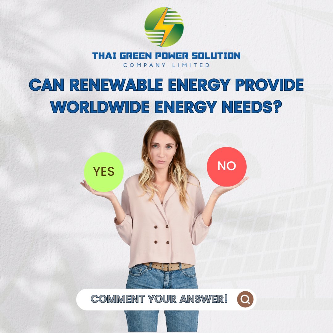 thai_solution's tweet photo. CAN RENEWABLE ENERGY PROVIDE WORLDWIDE ENERGY NEEDS?
Comment Your Answer!
.
.
.
#Tgps #question_answer  #blockchainapplications #blockchain #blockchaintechnology #technology #blockchainrevolution #RenewableEnergy #renewables https://t.co/FVs56OwPXD