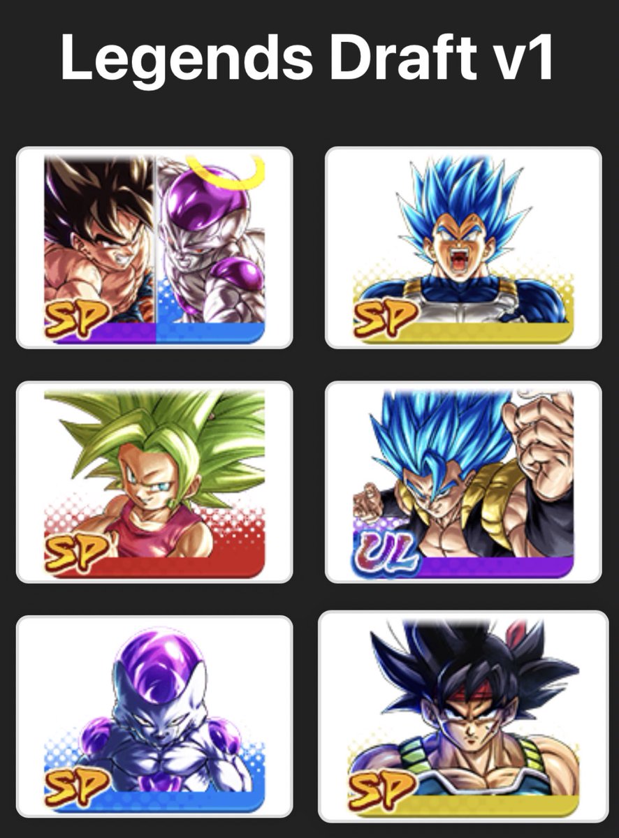ProDigitalY's tweet photo. My draft! Did you make a better team? Show me! 👇🏻👀

#DBLegends
#LegendsDraft https://t.co/PvYr7jJqTD