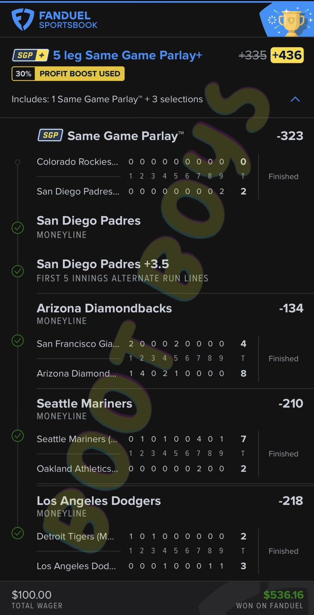 bootboyspicks's tweet image. 💰💰CASH US OUT 💰💰

Dodgers kept us on our heels but never doubted Mookie and the boys to finish it!

✅✅ $50 ➡️➡️ $366.43✅✅

✅✅ $100➡️➡️ $536.16✅✅

✅✅ $100 ➡️➡️ $563.85✅✅

#gambling #GamblingTwitter
#bootboys #mlbparlay #sportsbetting