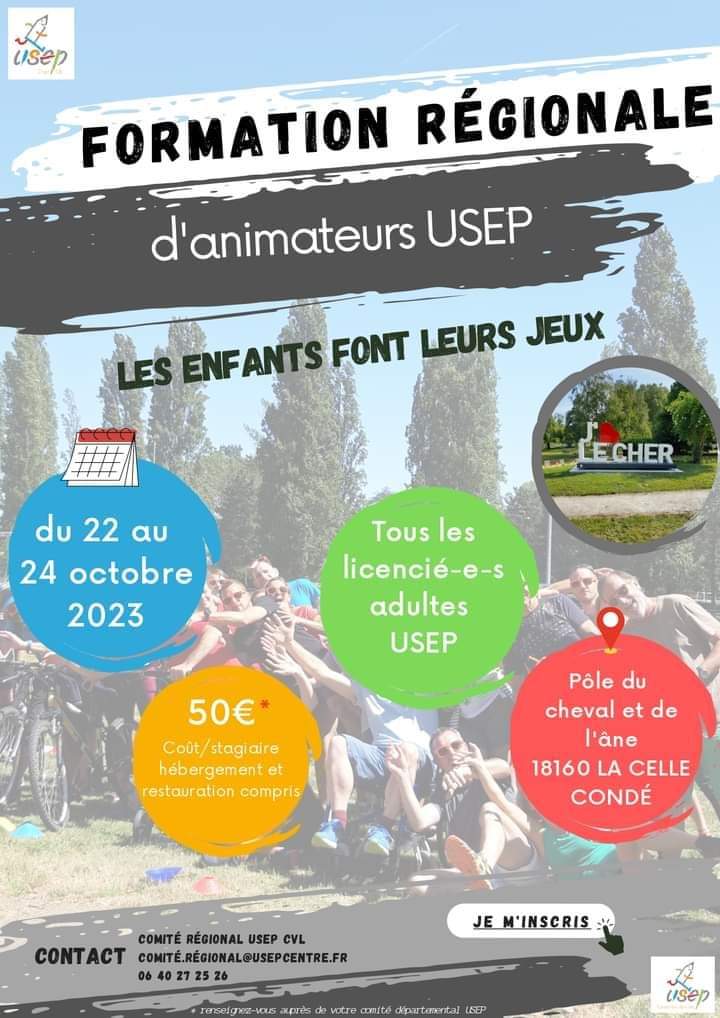 Venez à cette formation USEP où des outils, des défis et des pistes de travail vous seront fournis ! En plus de cela, bonne humeur et convivialité rythmeront les journées ! <a href="/CentreUsep/">USEP Centre</a>