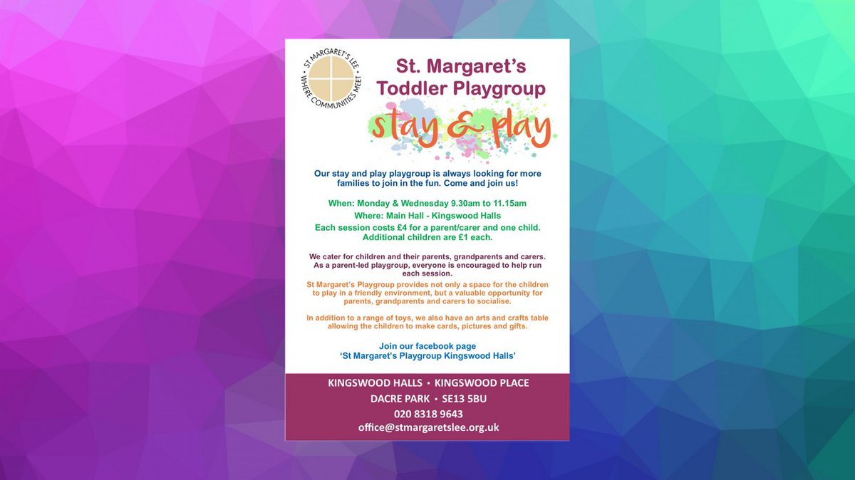 Come and join our Toddler Group Stay and Play sessions which run every Monday and Wednesday from 9.30- 11.15am at Kingswood Halls (term time only). 
Please see poster for details.
#toddlergroup #playgroup #childrensplaygroup #affordableactivity