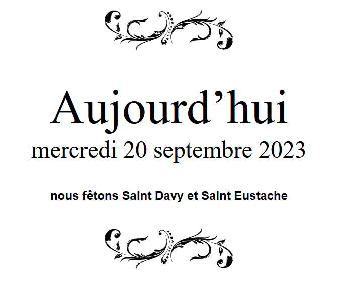 ephemeride's tweet photo. Aujourd'hui, mercredi 20 septembre 2023,
nous fêtons Saint Davy et Saint Eustache.
Davy, dérivé de David
Saint Davy. Chartreux anglais, exécuté à Londres en 1537.
#ephemeride #saint #saintdujour #saints #fete #Agenda #Davy #Eustache https://t.co/HfxRreh1Rm