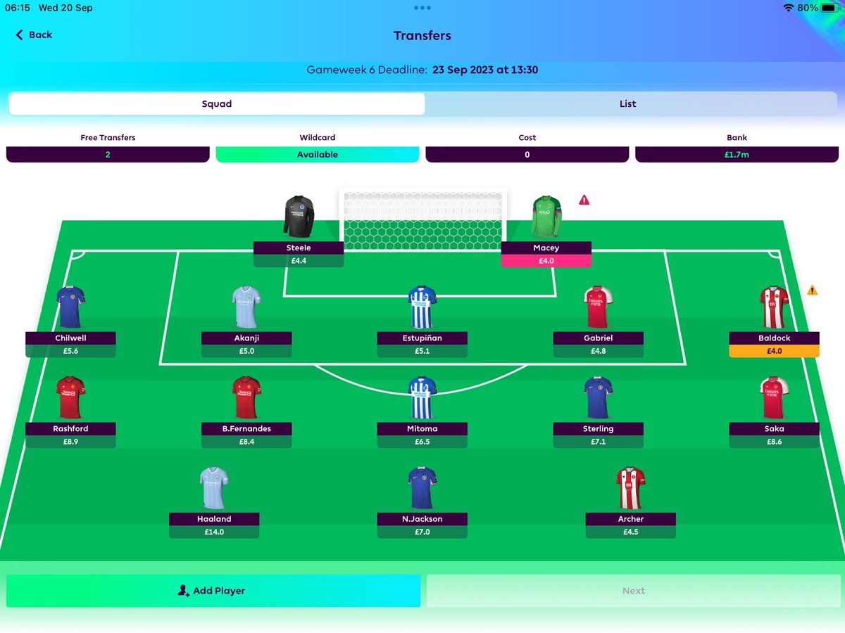 Mark_Way's tweet photo. Suggestions please! #FPL #fpl #FPLCommunity #FantasyFootball https://t.co/T7ed2i5Nv6