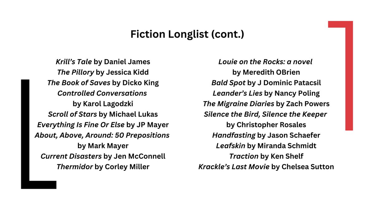 We are so happy to announce the Longlist for YYB 2023 Open Reading Period in Fiction!!! And thank you to ALL submitters. Pamet River Prize and Vinyl Chapbook Prize results are coming soon!