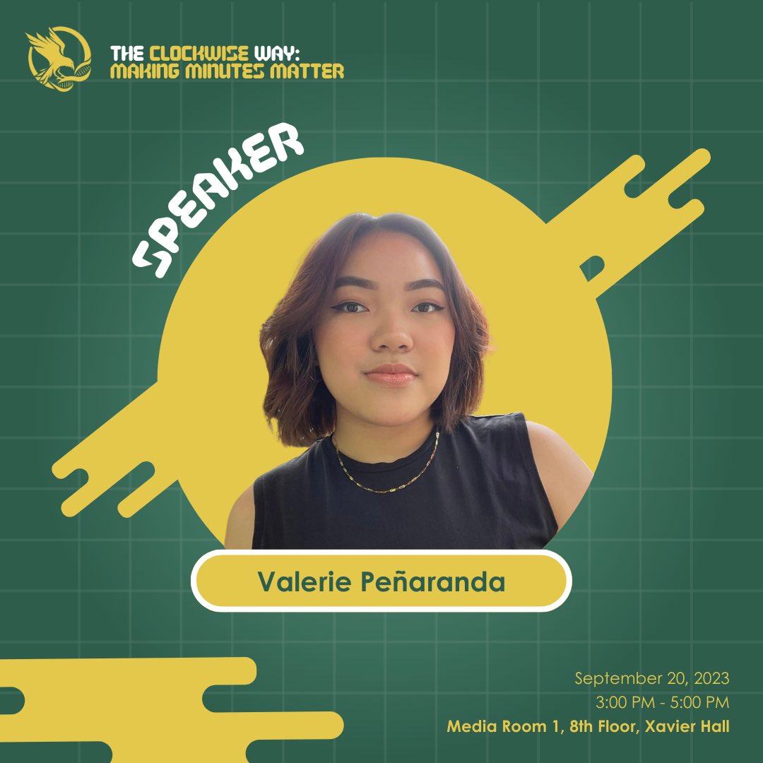 Ateneo_tabs's tweet photo. 𝗠𝗲𝗲𝘁 𝘁𝗵𝗲 𝘀𝗽𝗲𝗮𝗸𝗲𝗿𝘀!

We are privileged enough to have them enlighten us with their knowledge and experience towards our Biology journey. Ravens, let's meet the speakers for TABS time management seminar! 📚🥼

#TheAteneoBiologicalSociety
#EmpoweringTheExtraordinary https://t.co/PAP2x8iVwl