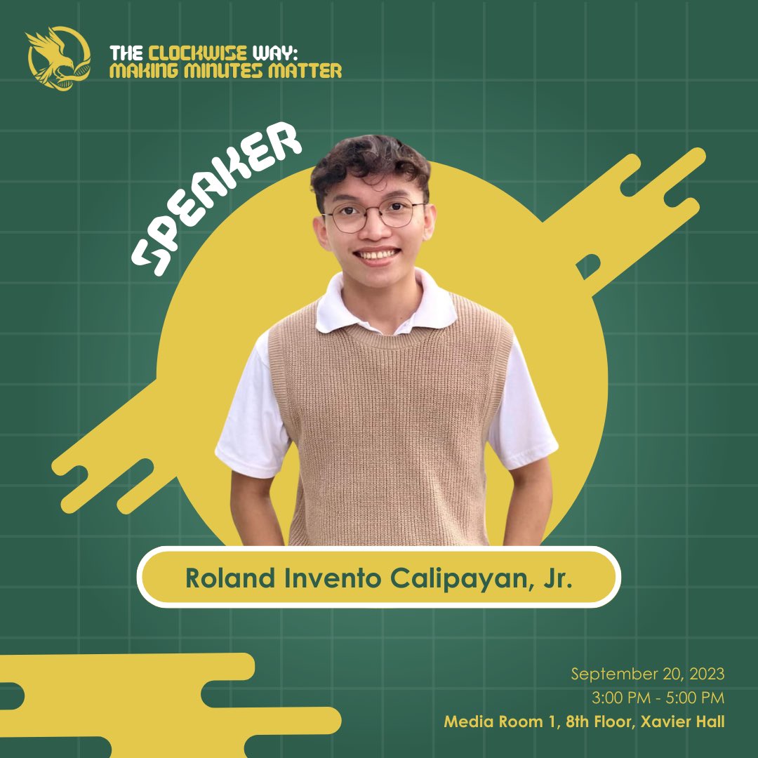 Ateneo_tabs's tweet photo. 𝗠𝗲𝗲𝘁 𝘁𝗵𝗲 𝘀𝗽𝗲𝗮𝗸𝗲𝗿𝘀!

We are privileged enough to have them enlighten us with their knowledge and experience towards our Biology journey. Ravens, let's meet the speakers for TABS time management seminar! 📚🥼

#TheAteneoBiologicalSociety
#EmpoweringTheExtraordinary https://t.co/PAP2x8iVwl