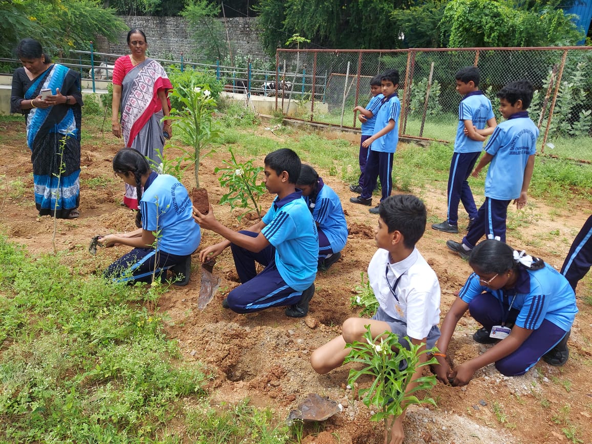 Srikanthbandu1's tweet photo. #FutureInTheirHands
@HarithaHaram
@Green_Challenge
Students Of #Bhavans Jubile Hills Participated In #VanMahotsav & Planted Saplings On The Occasion Of Their Class Mate #AarushikaBandu Birthday. Kudos To Kids & Teachers.
@moefcc
@TelanganaCMO
@SantoshKumarBRS
@dobriyalrm https://t.co/CWvVyt8PEE