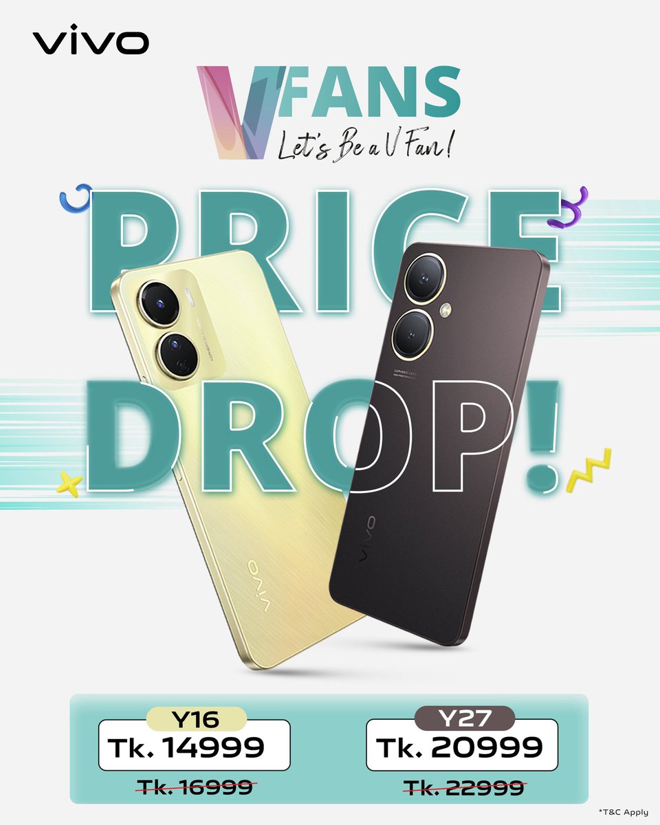 BangladeshVivo's tweet photo. Let's celebrate the V-fans festival 🥳
Enjoy the mega price drop up to 2000TK😍
Buy now👉 Visit your nearest vivo-authorized store or our official e-store!
https://t.co/kE5H8T6efr
#vivoVFans #VFansFestival #Vfans #vivoYSeries #YsoCool #loveBangladesh #lovevivo #vivoBangladesh ❤️ https://t.co/gIZBtieQhI
