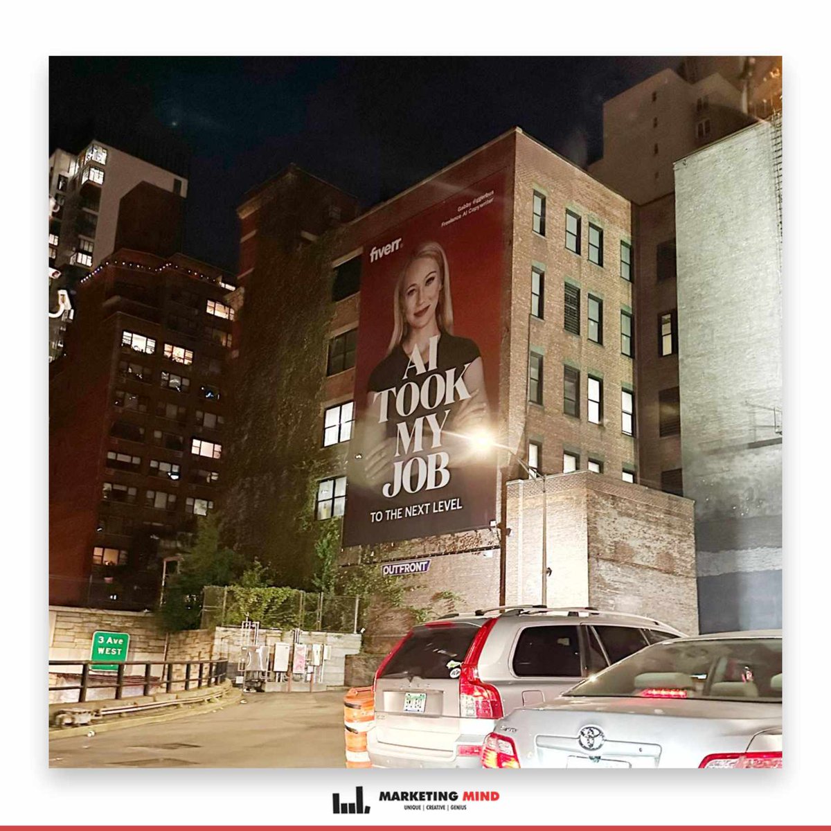 MarketingMind_'s tweet photo. This billboard simply says, 'AI doesn't take your job; it takes it to the next level.
#MarketingMind #CreativeBillboards #Creativity https://t.co/mFCU5xdhWf