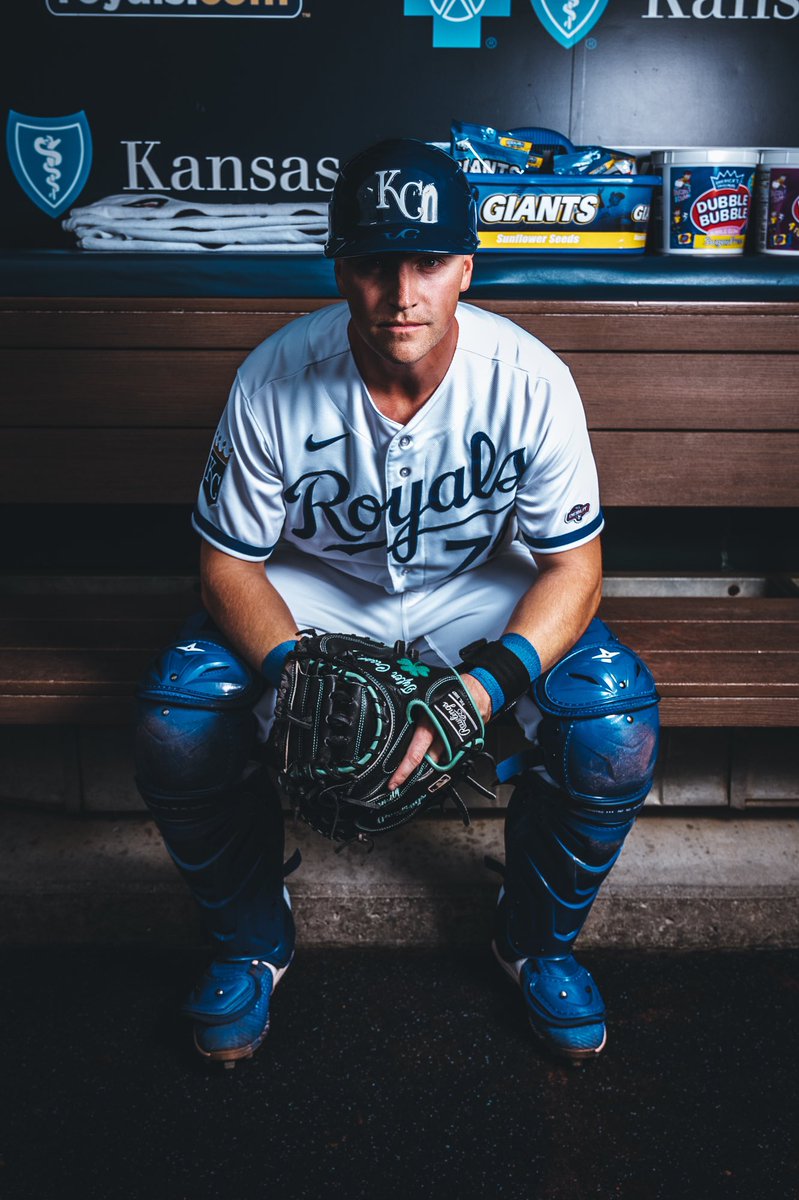 JasonHannaphoto's tweet photo. The @Royals @TylerCropley made his big league debut tonight. He checked off his first game behind the plate as well as his first MLB hit and RBI. It was fun to watch through the lens. https://t.co/FunBMFC8Tb