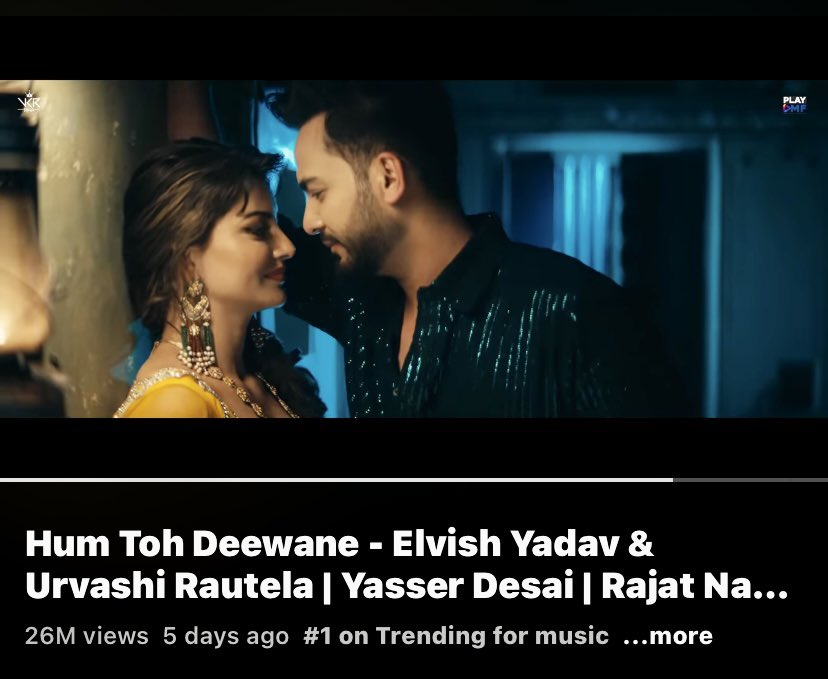 Congratulations Everyone We are #TrendingNo1 since day one and now with 26M+ views breaking all records 

On Spotify #HumTohDeewane Crossed 1.6M+ Streams, let's start streaming on Spotify too & Make it 10M+ 

#ElvishYadav #ElvishArmy #OnlyElvishMatters