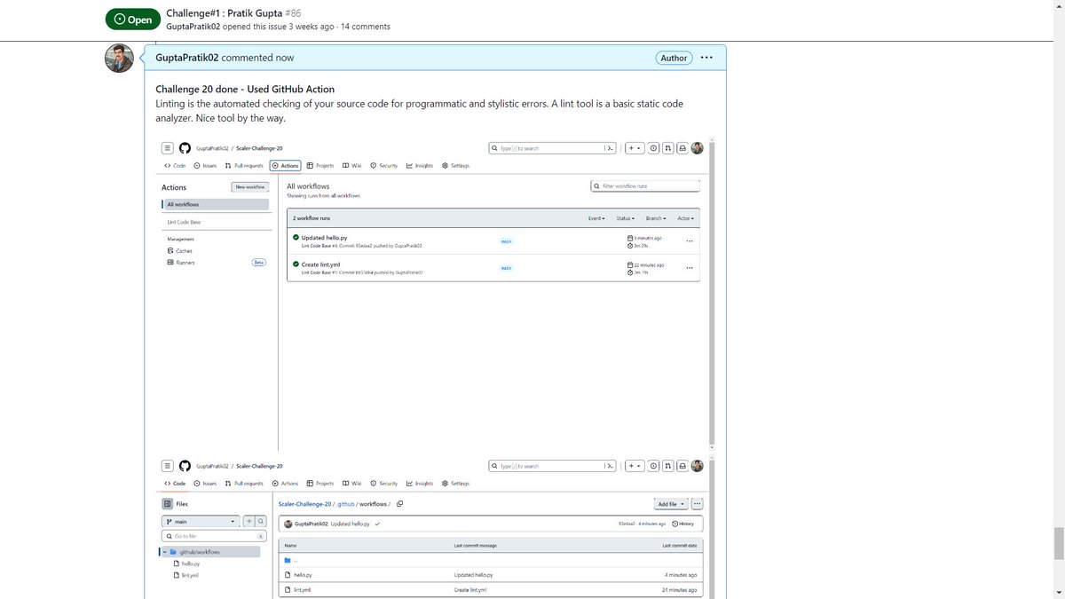 GuptaPratik02's tweet image. Hello all,                
It's Day 20...    
Completed #task20 of  #OpenSourceSep Challenge with @Scaler_Official Discord Community.
 
You can join the community HERE -discord.gg/scaler-by-inte……

#Opensourcesep 
#ScalerDiscord