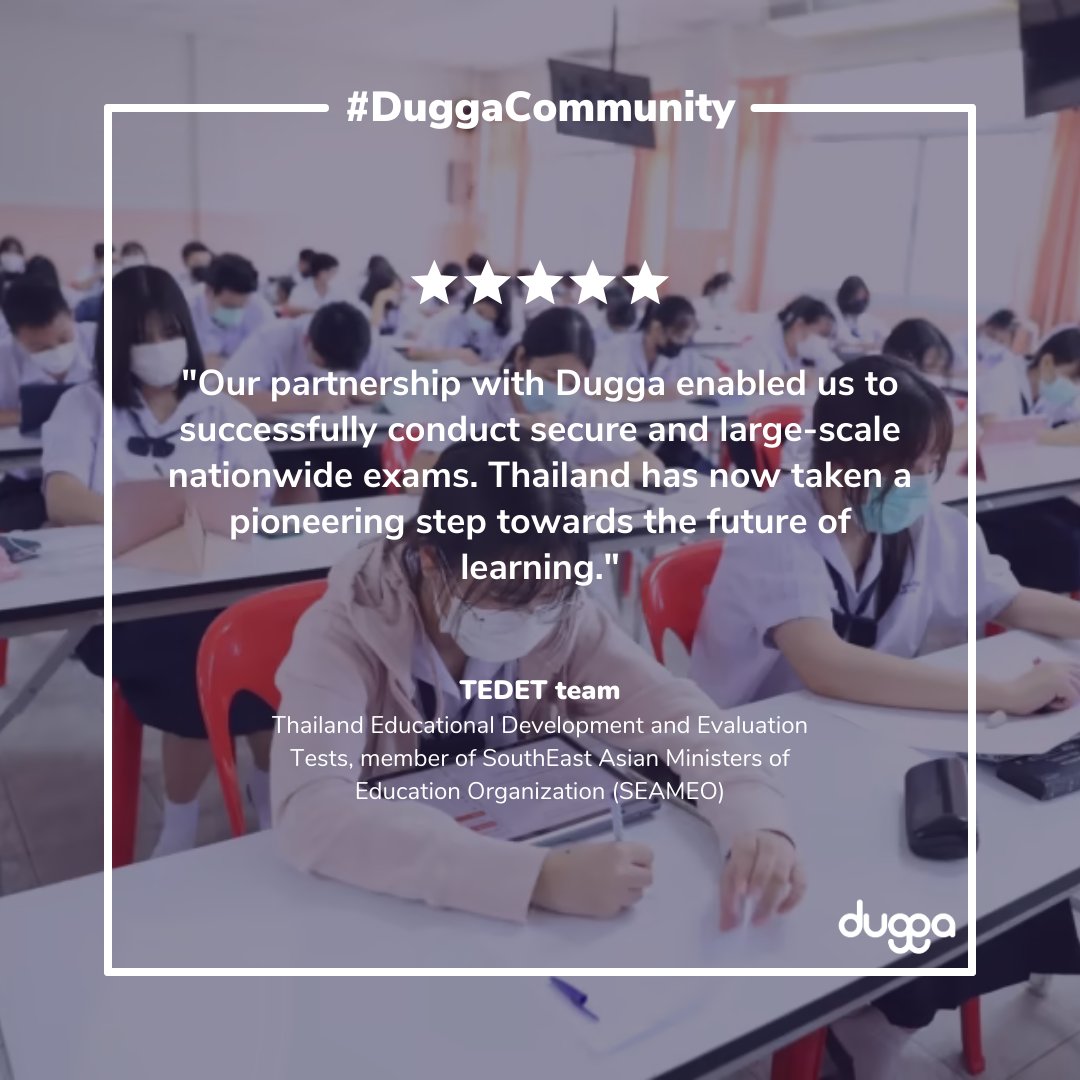 DuggaAssessment's tweet image. 🌟 We're incredibly proud to have played a role in helping Thailand advance its education system🚀📚

Check out this quote by the TEDET team, Thailand Educational Development and Evaluation tests, member of SouthEast Asian Ministers of Education Organisation (SEAMEO)🧡