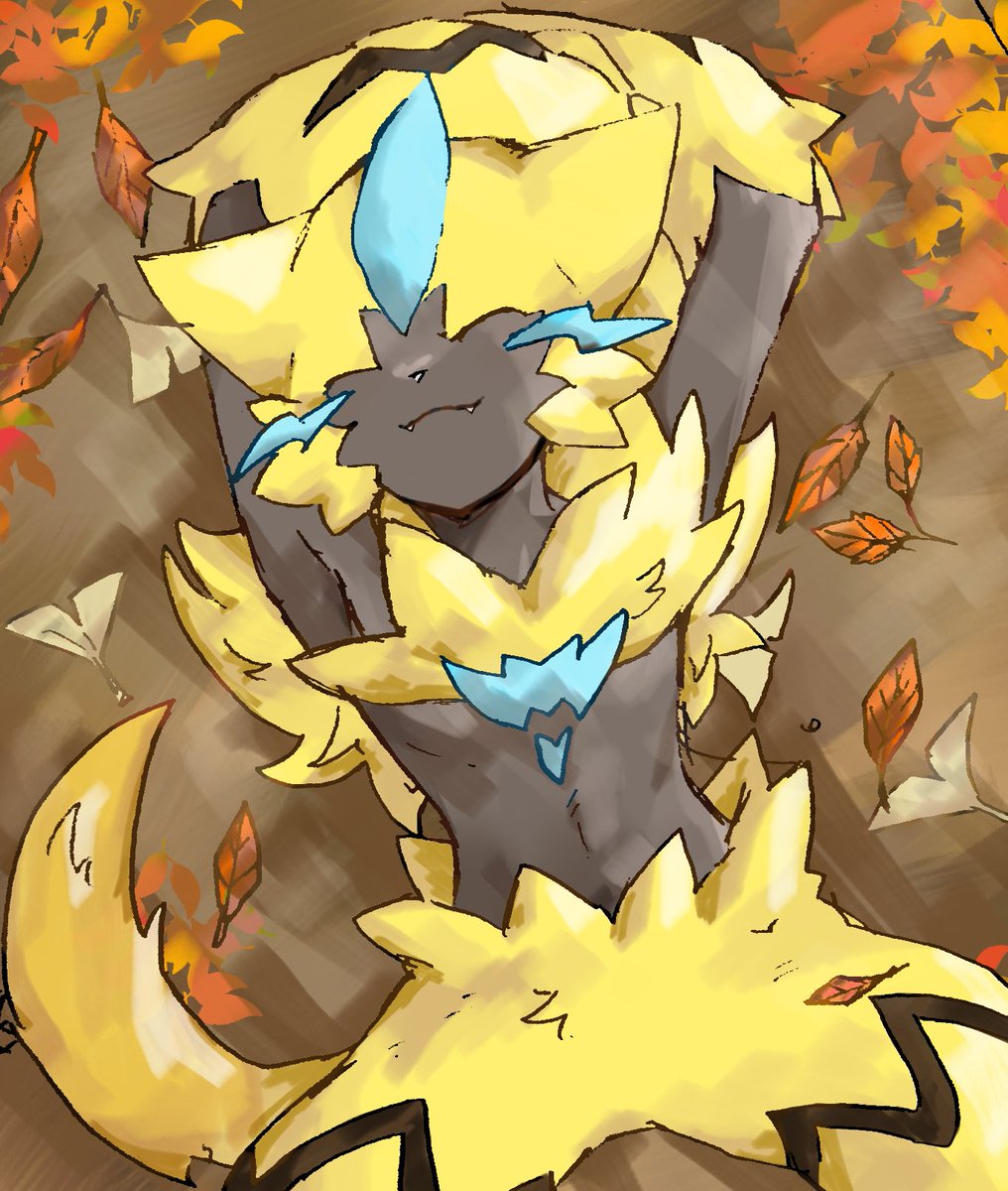 sq_5BE's tweet photo. 無い季節で寝てる猫の絵🍂
 #Zeraora    #ポケモンイラスト https://t.co/kbzoPthKt2